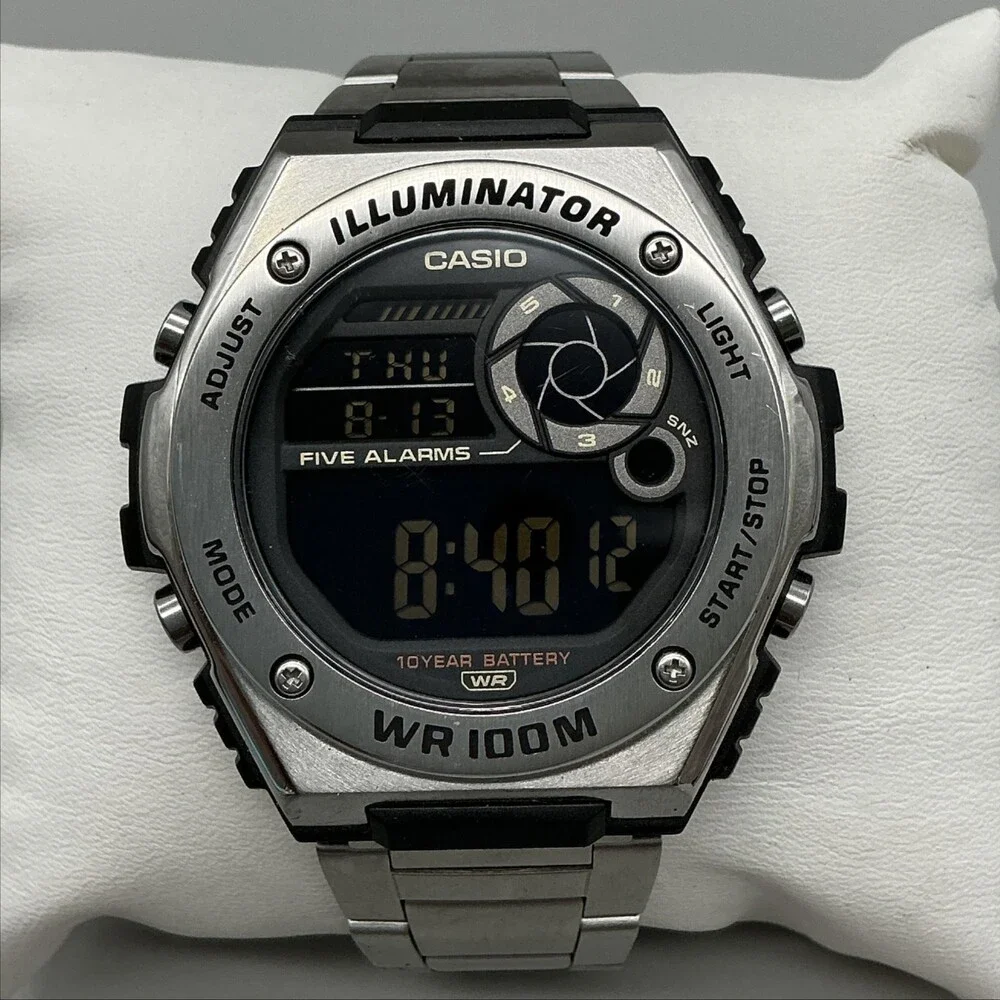 Casio Illuminator 3487 MWD-100H Mens Watch 51mm Black Digital Stainless Alarm